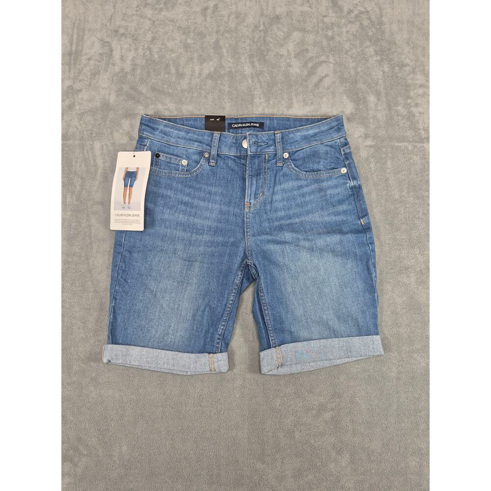 Calvin Klein Jeans Women Size 4 Blue Denim Shorts Mid Rise Cuffed NWT